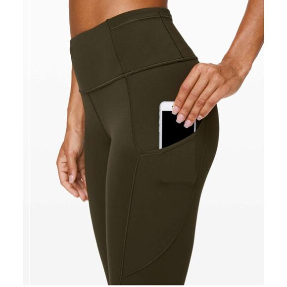 Lululemon Leggings Fast & Free 7/8 Tight II Non Reflective Nulux 25" Dark Olive - Picture 5 of 10